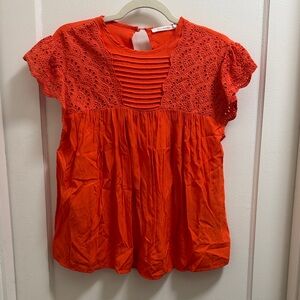 Ellison Bright Orange Lace Detail Top